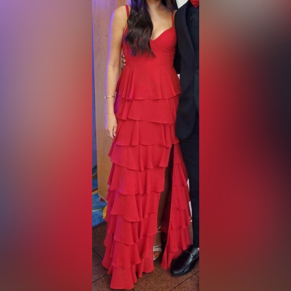 Chic Scarlet Layered Maxi Dress